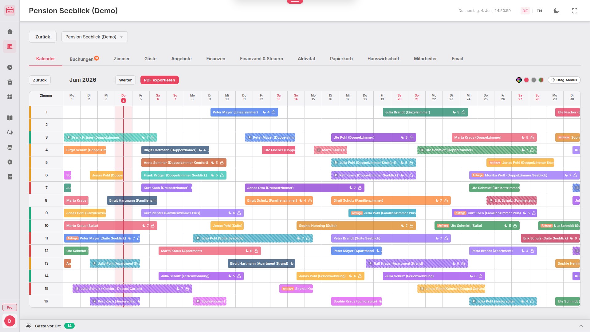 BookingTable Buchungskalender mit Belegungsübersicht